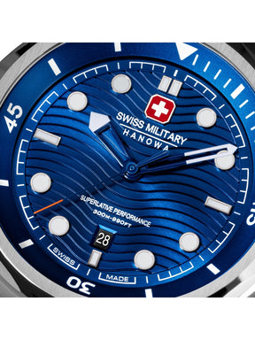 Swiss Military Hanowa BREAKWATER Blue Round Dial Analogue Swiss Made Watch For Mens-SMWGH0006403