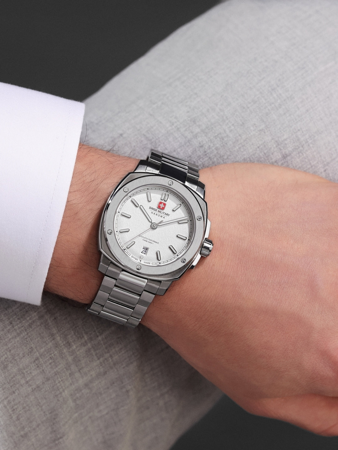 Swiss Military Hanowa SIRIUS Silver Round Dial Analogue Swiss Made Watch For Mens-SMWGH0006503