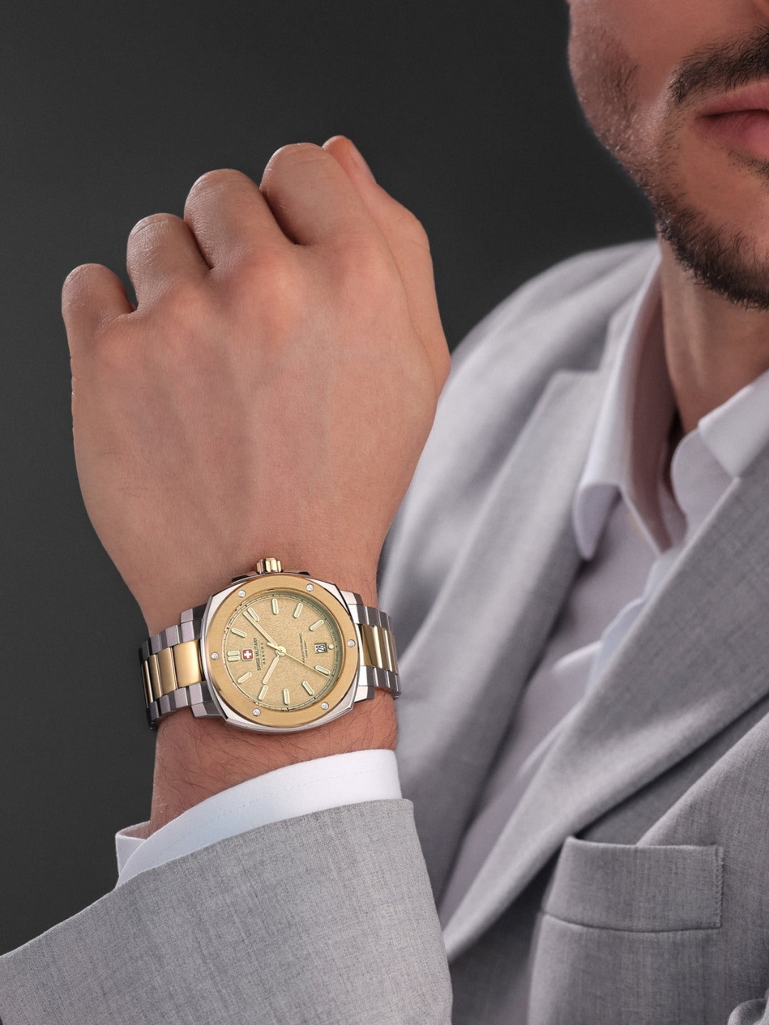 Swiss Military Hanowa SIRIUS Warm Grey Round Dial Analogue Swiss Made Watch For Mens-SMWGH0006560