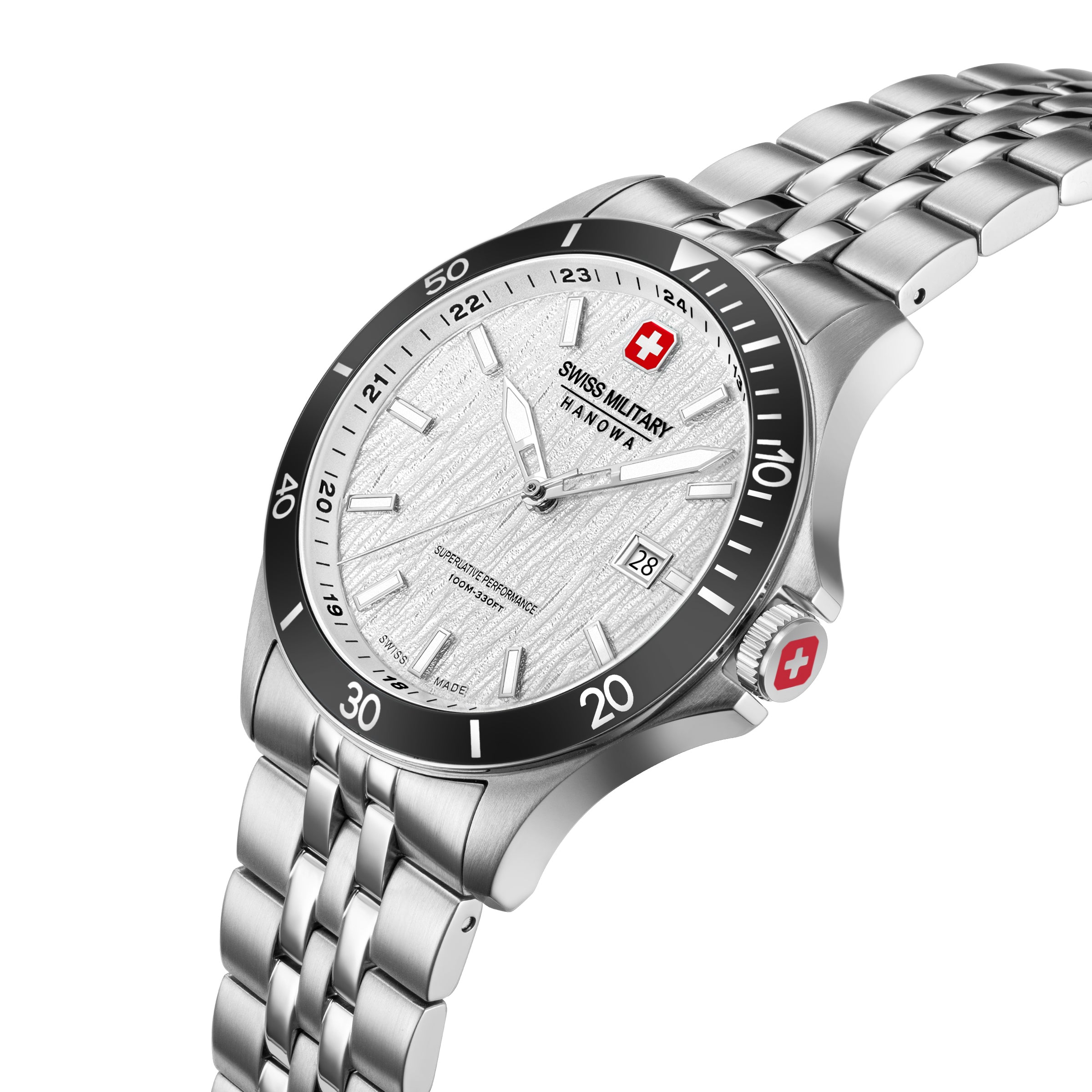 Swiss Military Hanowa Silver Round Dial Analogue Swiss Made Watch For Mens-SMWGH0006702