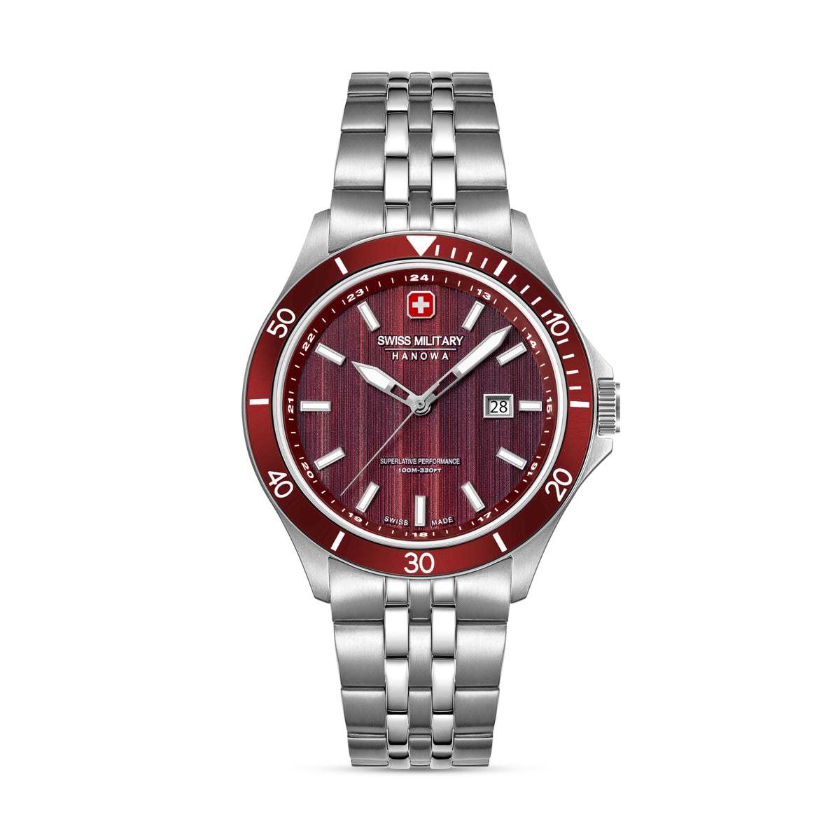 Swiss Military Hanowa Red Round Dial Analogue Swiss Made Watch For Mens-SMWGH0006703
