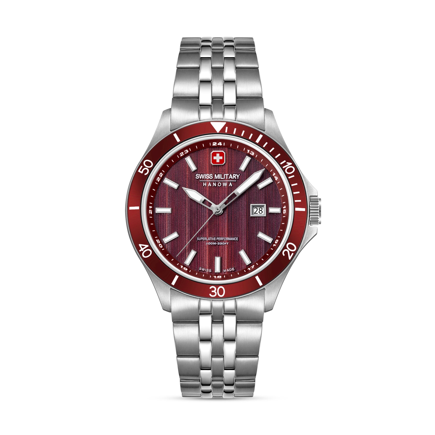 Swiss Military Hanowa Red Round Dial Analogue Swiss Made Watch For Mens-SMWGH0006703