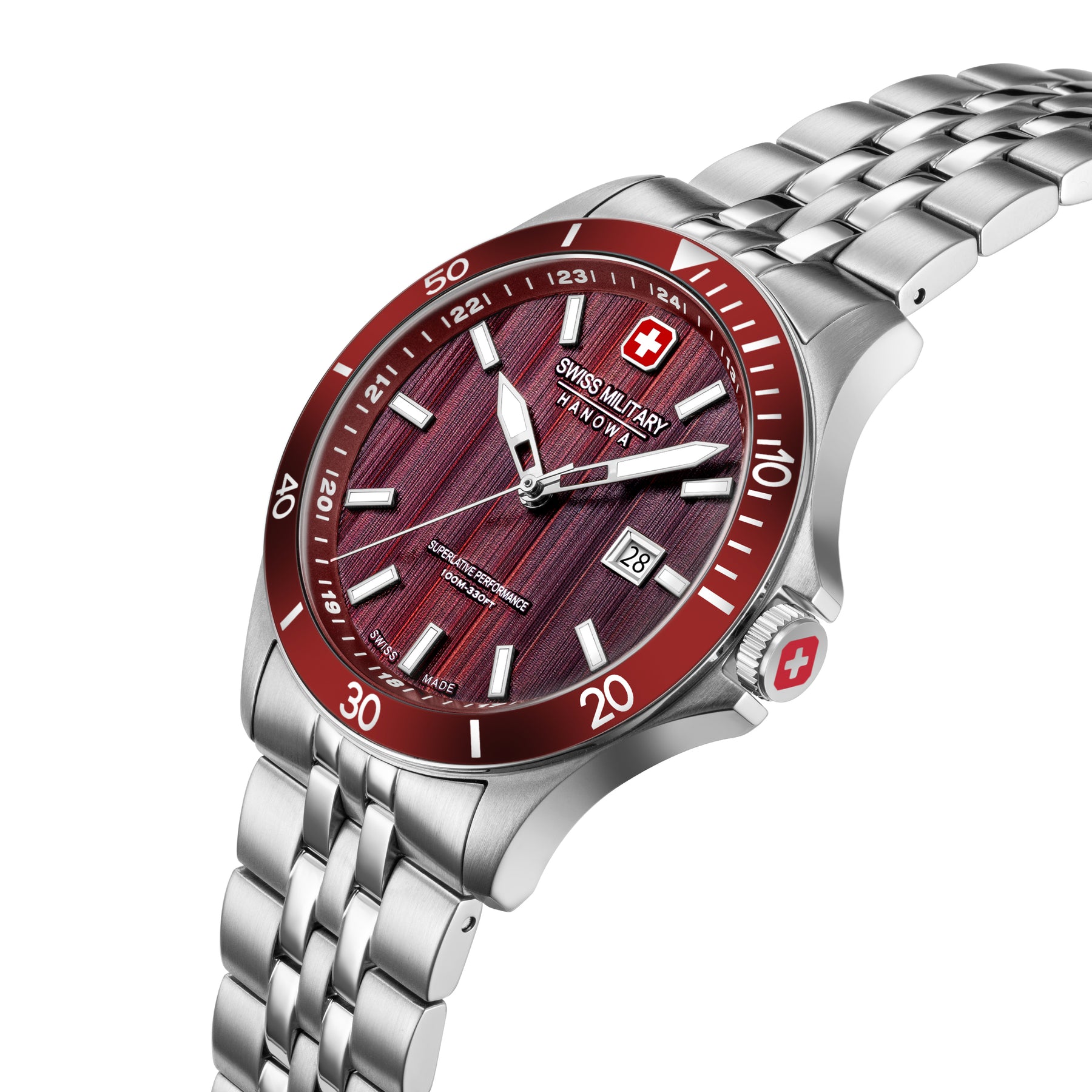 Swiss Military Hanowa Red Round Dial Analogue Swiss Made Watch For Mens-SMWGH0006703