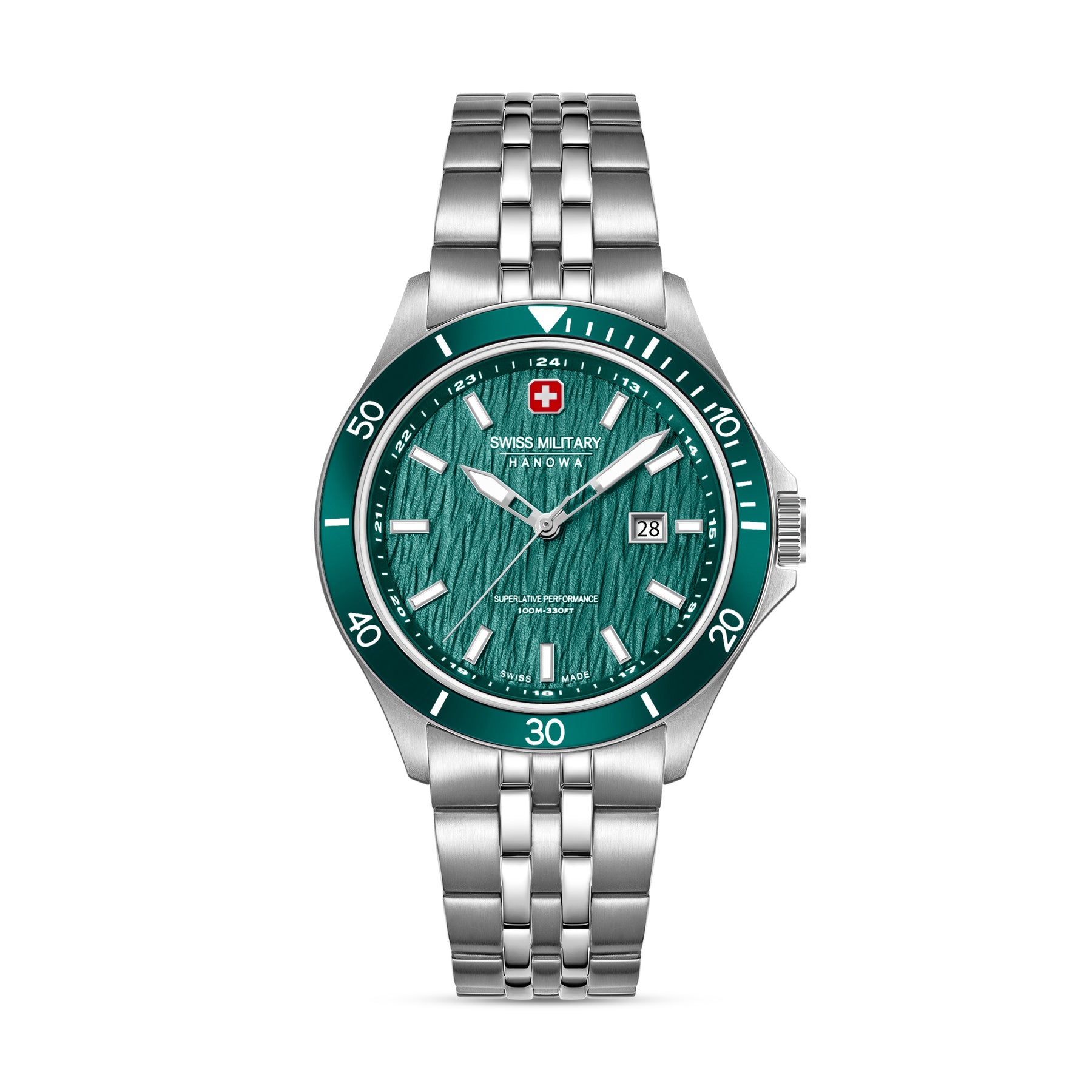 Swiss Military Hanowa Green Round Dial Analogue Swiss Made Watch For Mens-SMWGH0006704