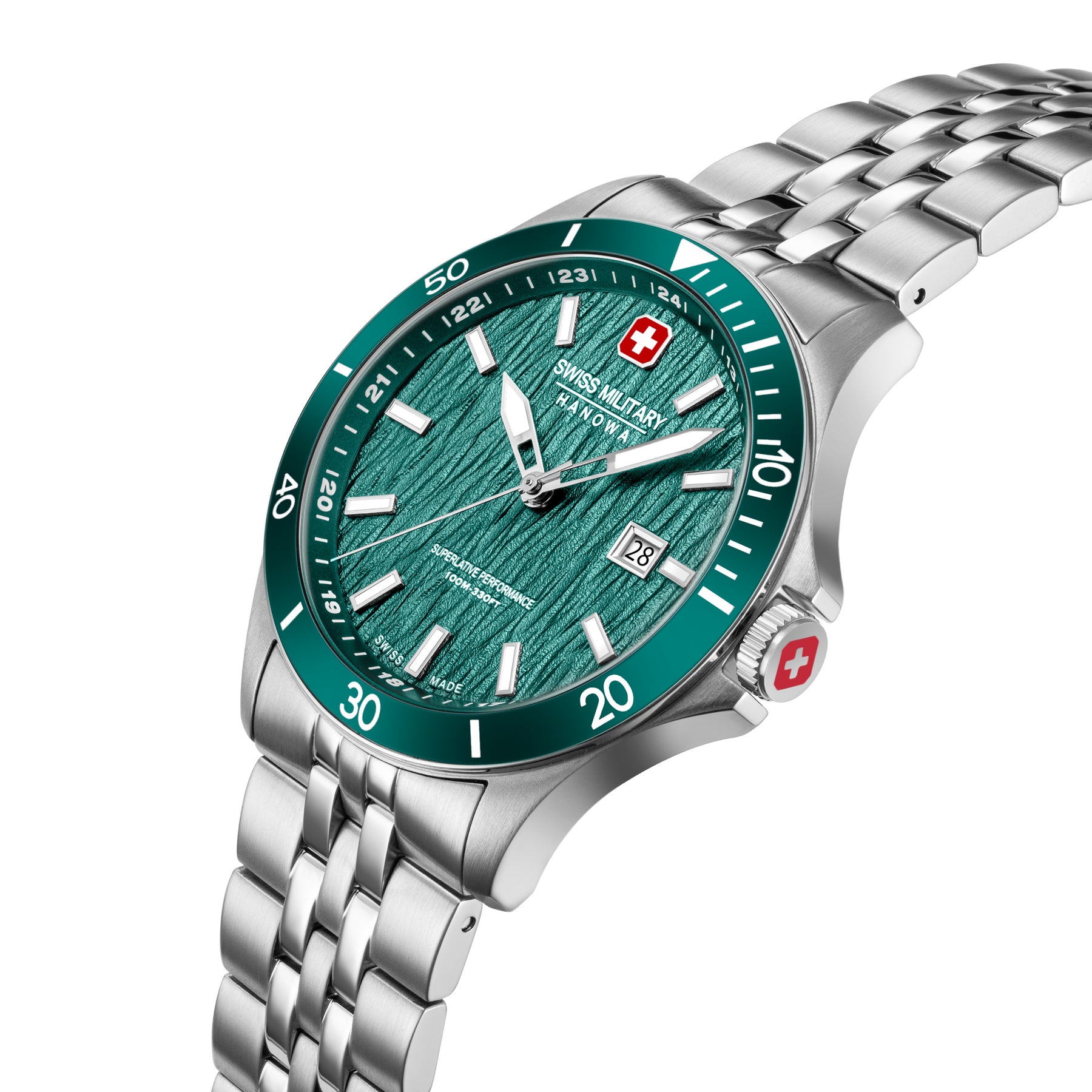 Swiss Military Hanowa Green Round Dial Analogue Swiss Made Watch For Mens-SMWGH0006704