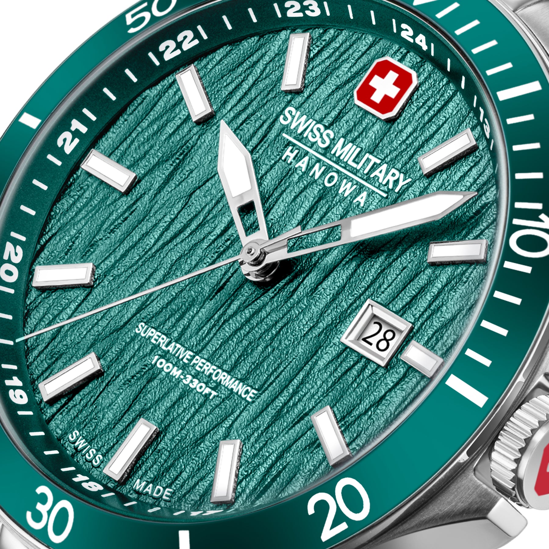 Swiss Military Hanowa Green Round Dial Analogue Swiss Made Watch For Mens-SMWGH0006704