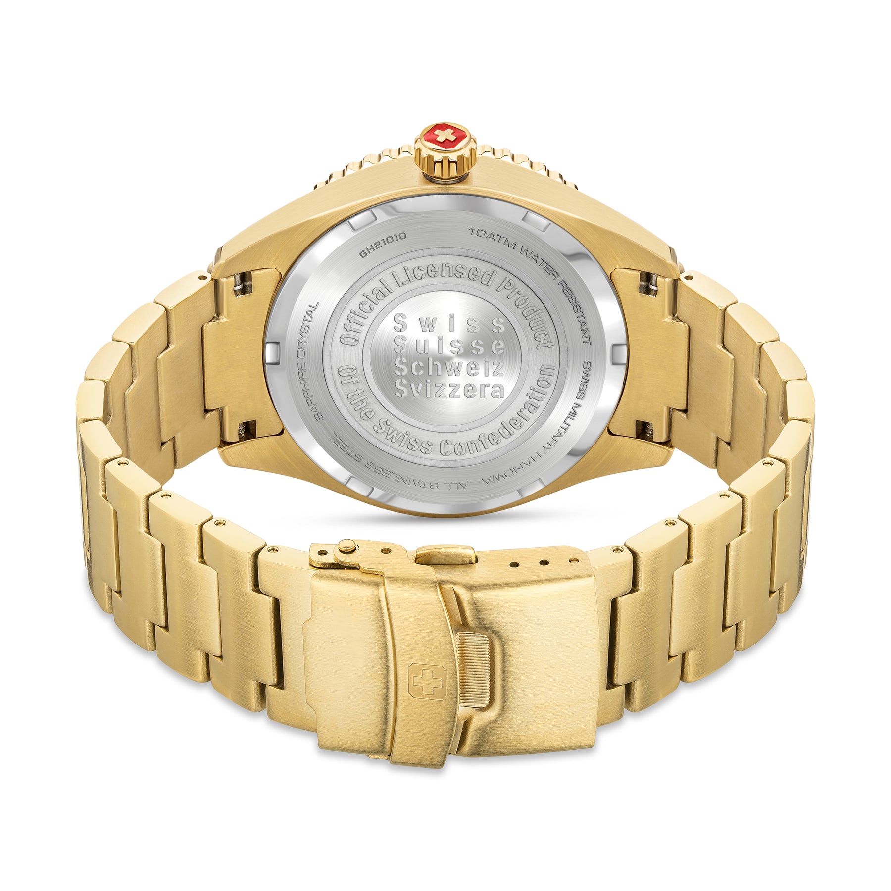 SMWGH2101010 Men's Quartz Watch with Black Dial & Yellow Gold Plated Stainless Steel Bracelet