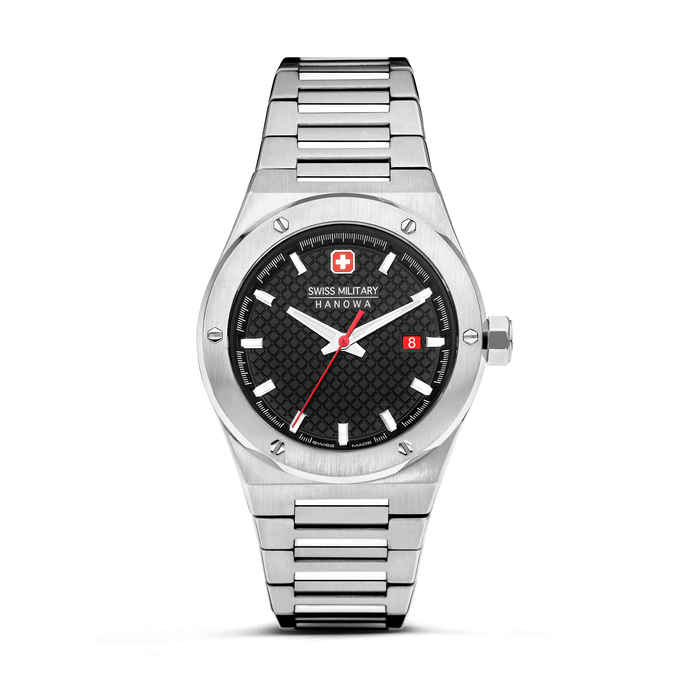 SMWGH2101604 Swiss Made Men's Watch with Black Dial & Silver Stainless Steel Bracelet