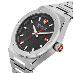 SMWGH2101604 Swiss Made Men's Watch with Black Dial & Silver Stainless Steel Bracelet