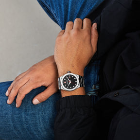 SMWGH2101604 Swiss Made Men's Watch with Black Dial & Silver Stainless Steel Bracelet