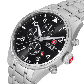 SWISS MILITARY HANOWA THUNDERBOLT CHRONO BLACK ROUND DIAL ANALOG WATCH FOR Men's SMWGI0000405