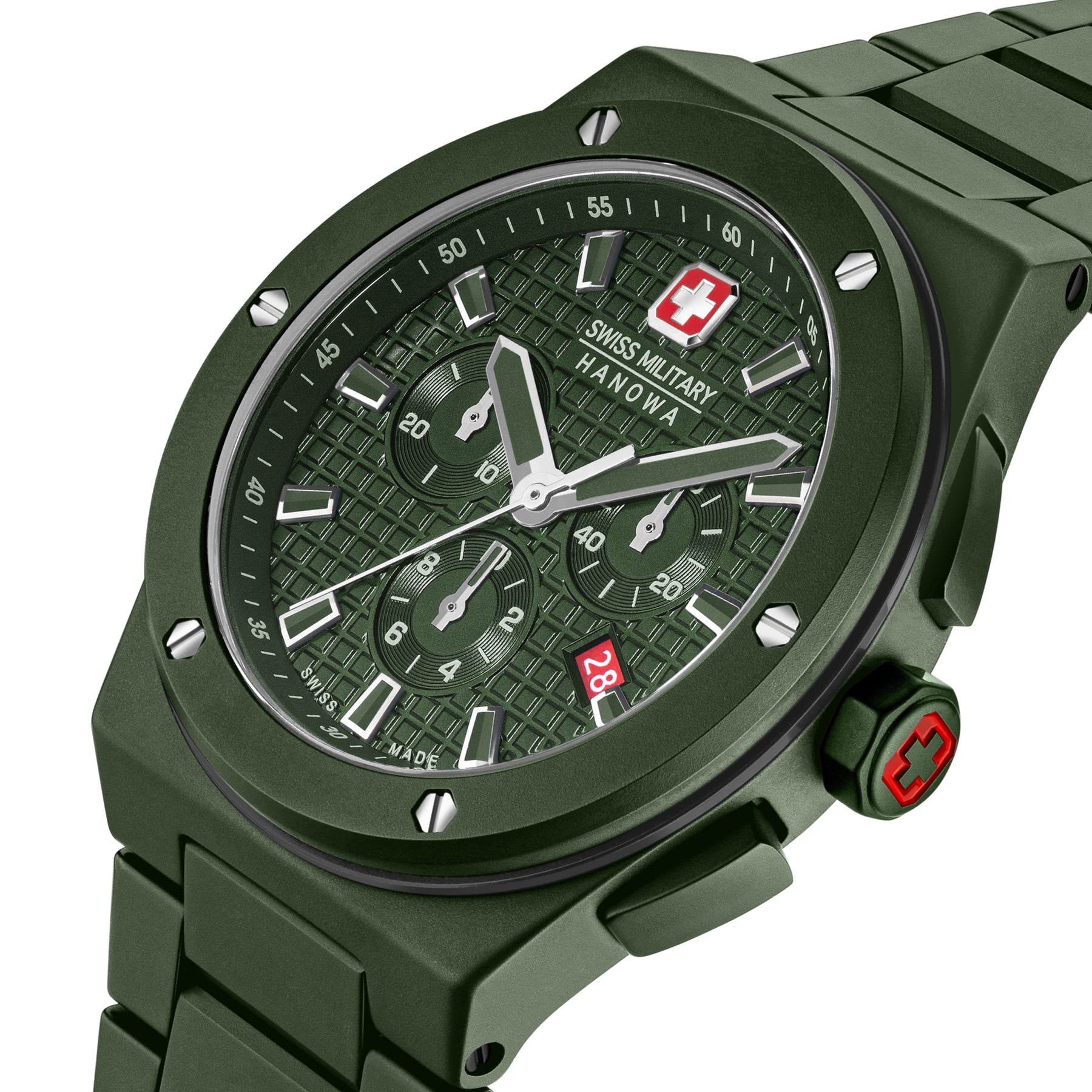 SWISS MILITARY HANOWA SIDEWINDER CERAMIC GREEN ROUND DIAL ANALOG WATCH FOR Men's SMWGI0002282