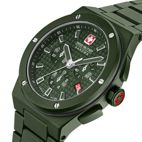 SWISS MILITARY HANOWA SIDEWINDER CERAMIC GREEN ROUND DIAL ANALOG WATCH FOR Men's SMWGI0002282