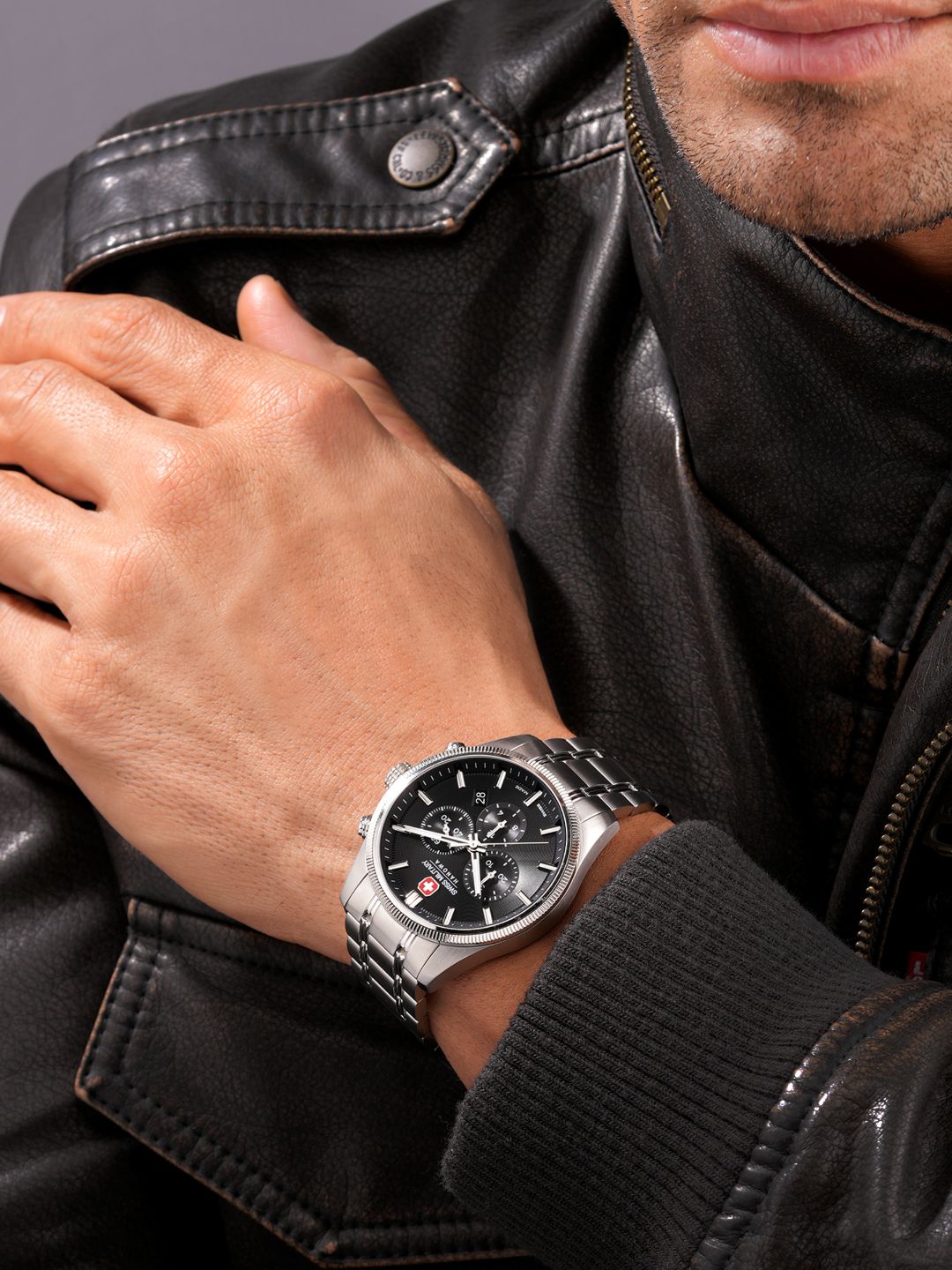 Swiss Military Hanowa SMWGI0003102  - Swiss Made Round Black Chronograph - Watch for men