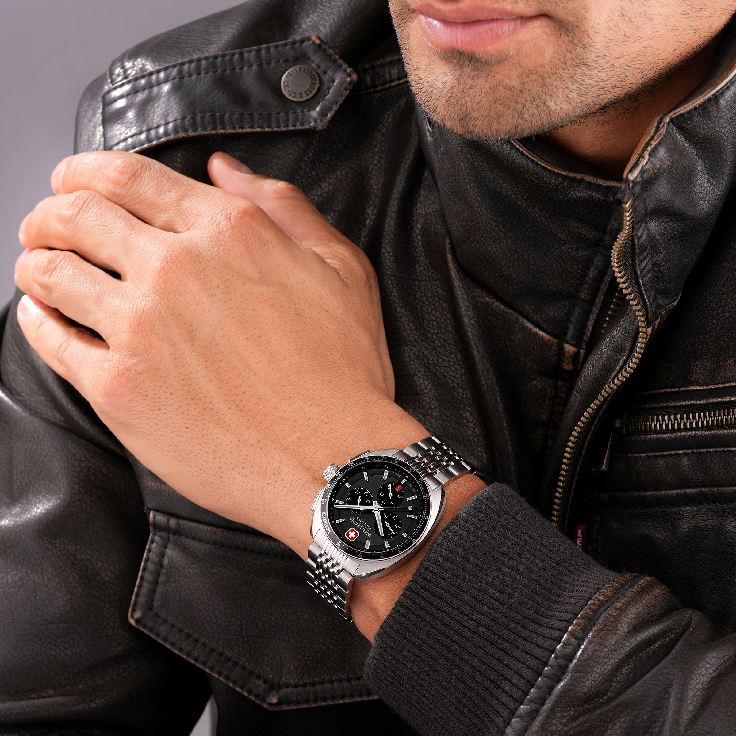 Swiss Military Hanowa SMWGI0003302 GREYHOUND CHRONO - Swiss Made Round Cool Grey Chronograph - Watch for men