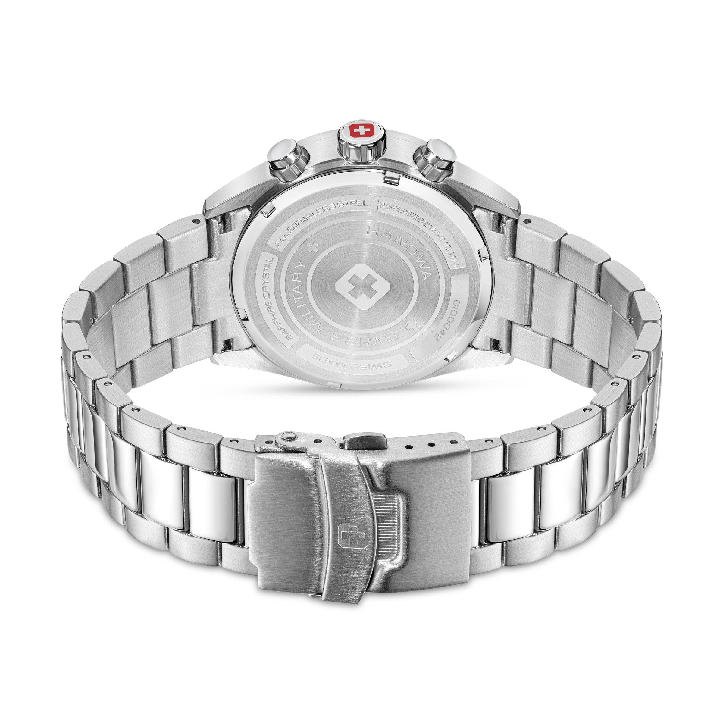 SMWGI0004204 Swiss Made Men's Chronograph Watch with Black Dial & Silver Stainless Steel Bracelet
