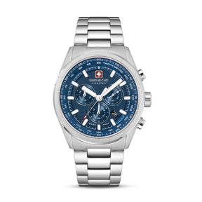 SMWGI0004205 Swiss Made Men's Chronograph Watch with Blue Dial & Silver Stainless Steel Bracelet
