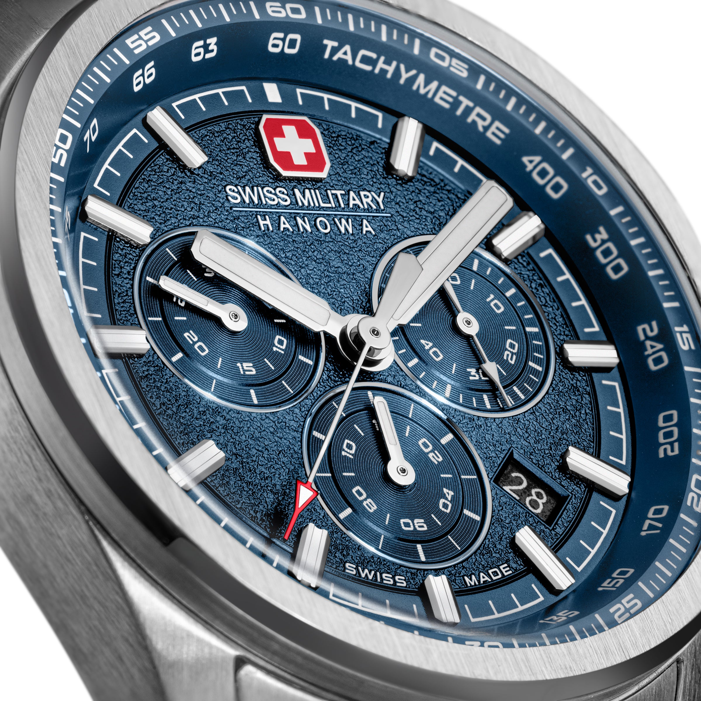 SMWGI0004205 Swiss Made Men's Chronograph Watch with Blue Dial & Silver Stainless Steel Bracelet
