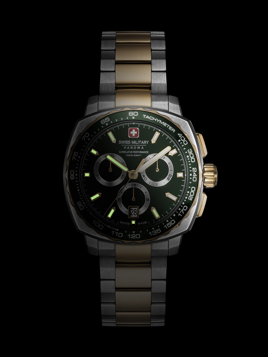 Swiss Military Hanowa SPEEDWELL Green Round Dial Chronograph Swiss Made Watch For Mens-SMWGI0006804