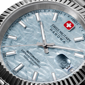 Swiss Military Hanowa Master Diligenter Ice Blue Round Dial Automatic Swiss Made Watch For Mens-SMWGL0005405