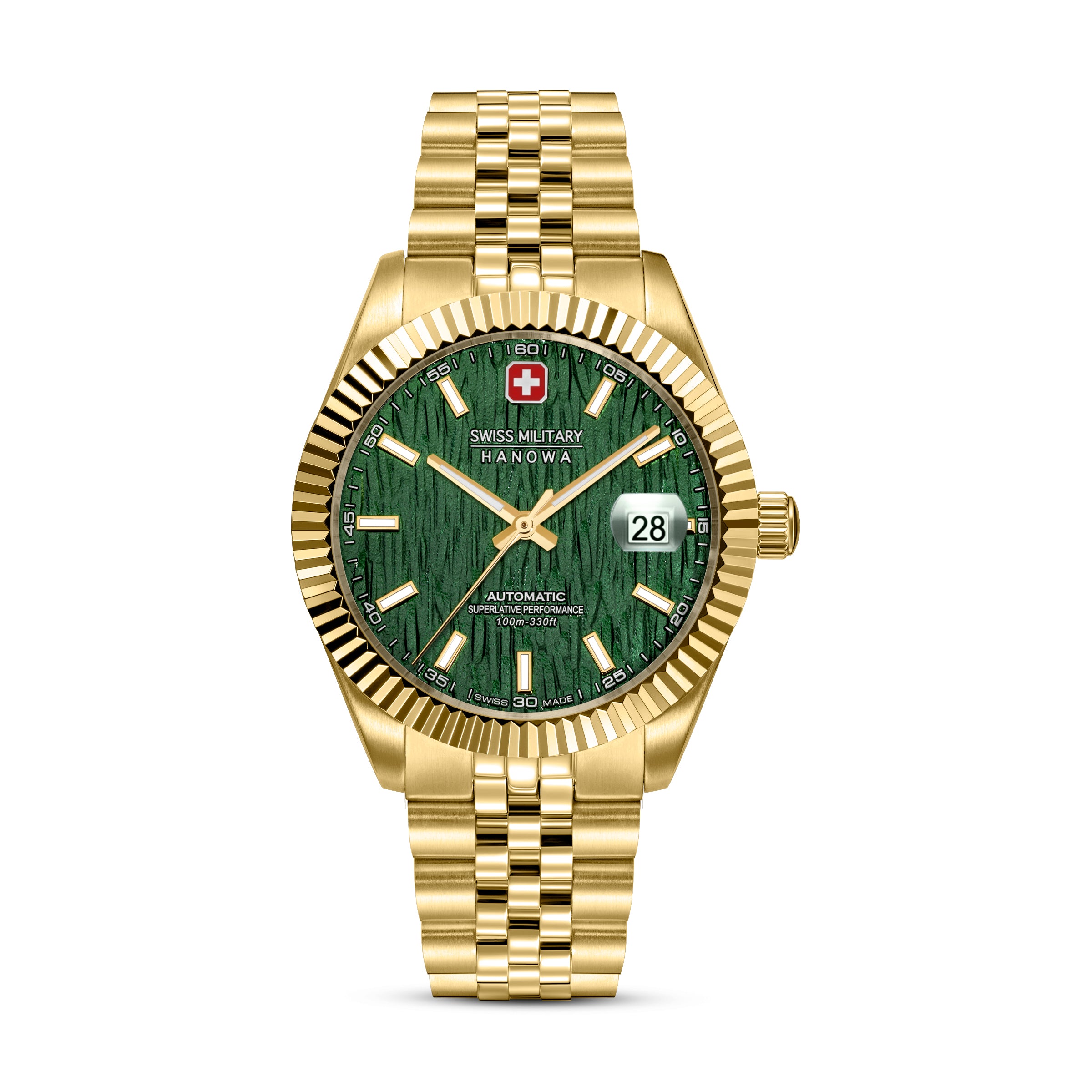 Swiss Military Hanowa Master Diligenter Green Round Dial Automatic Swiss Made Watch For Mens-SMWGL0005412