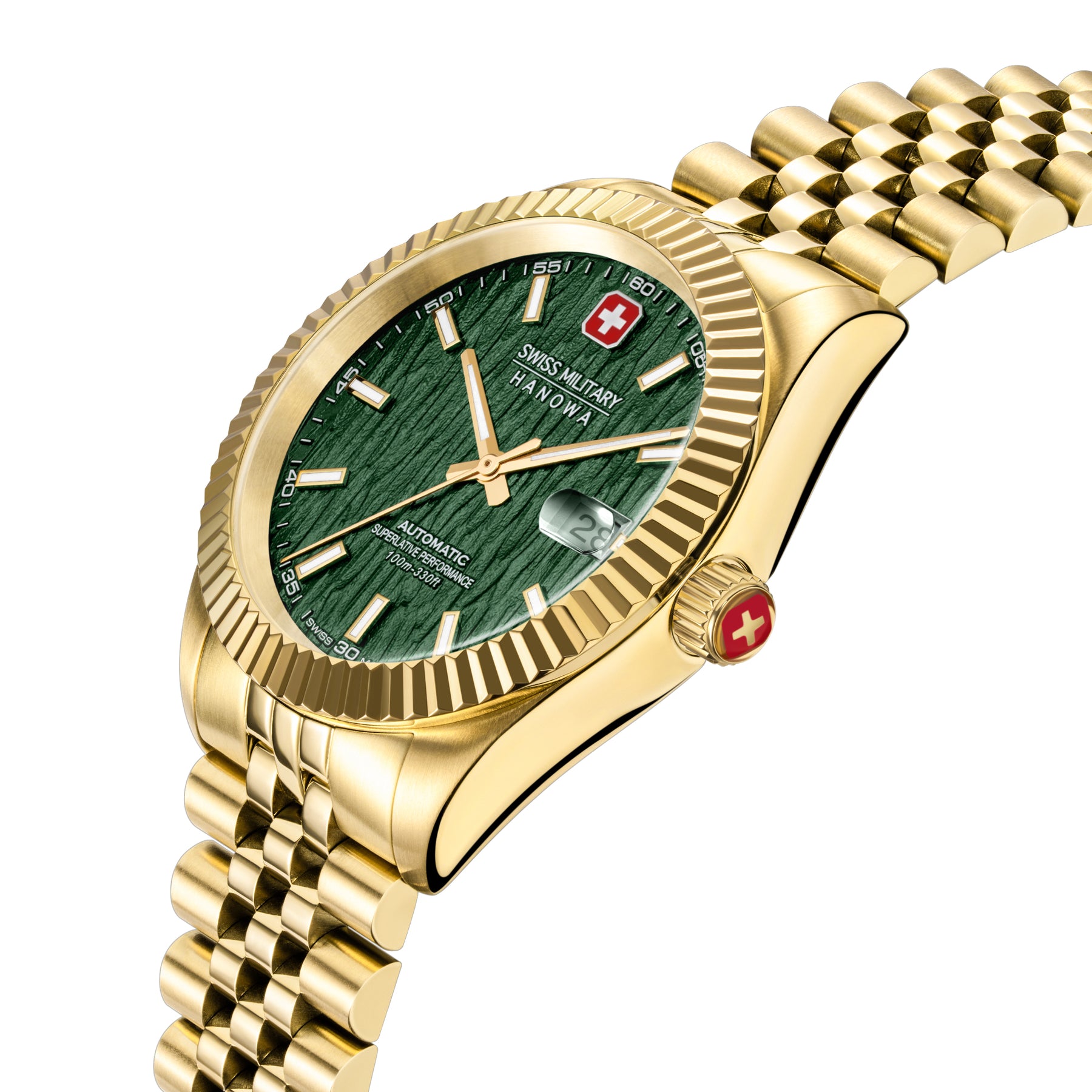 Swiss Military Hanowa Master Diligenter Green Round Dial Automatic Swiss Made Watch For Mens-SMWGL0005412