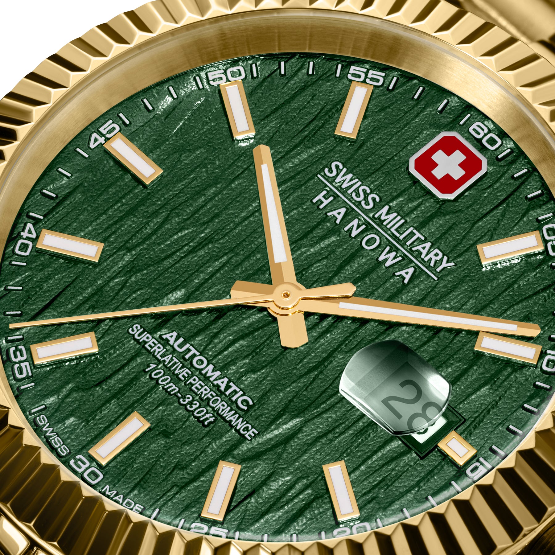 Swiss Military Hanowa Master Diligenter Green Round Dial Automatic Swiss Made Watch For Mens-SMWGL0005412