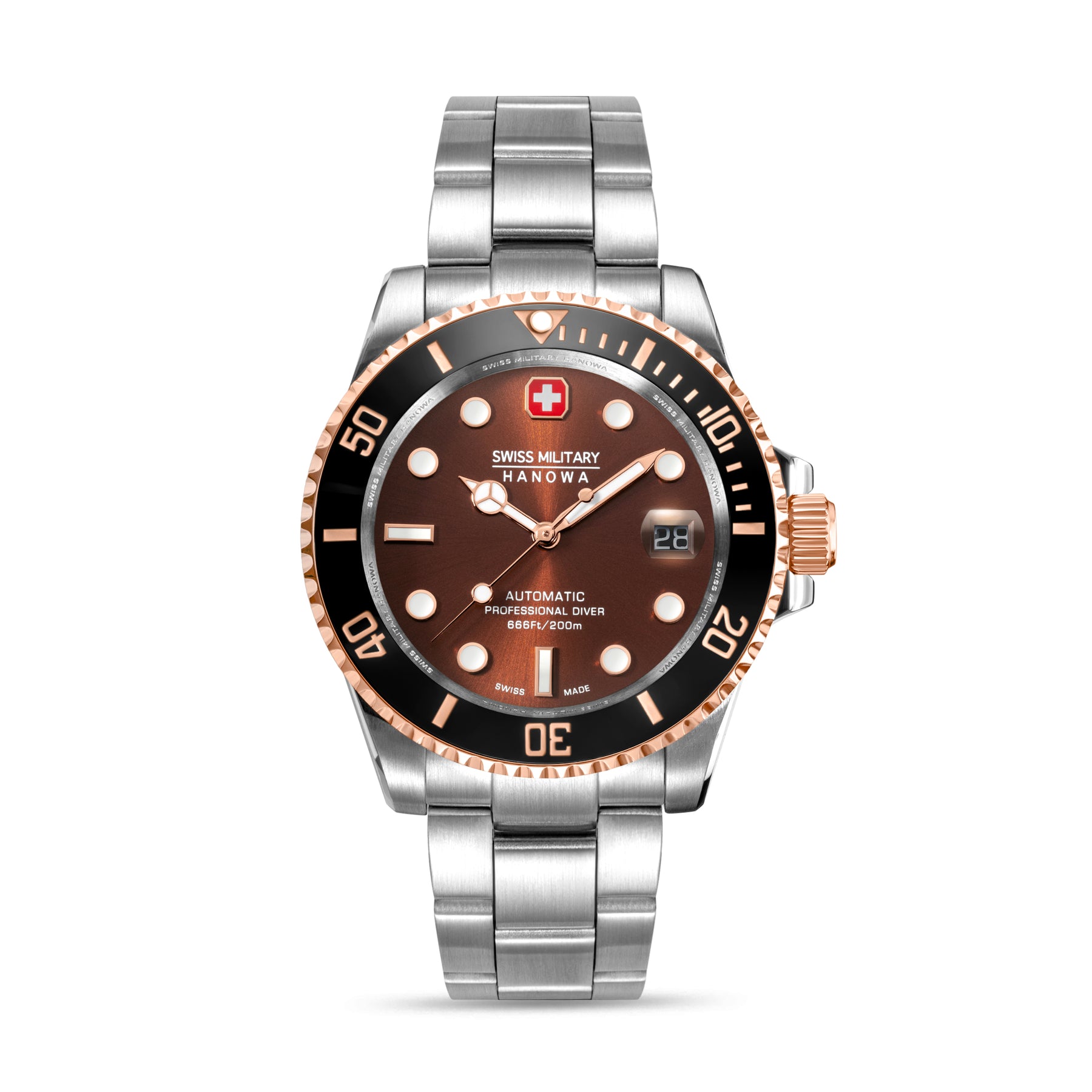 SMWGL0006360 Swiss Made Men's Automatic Watch with Dark Brown Dial & Stainless Steel Bracelet