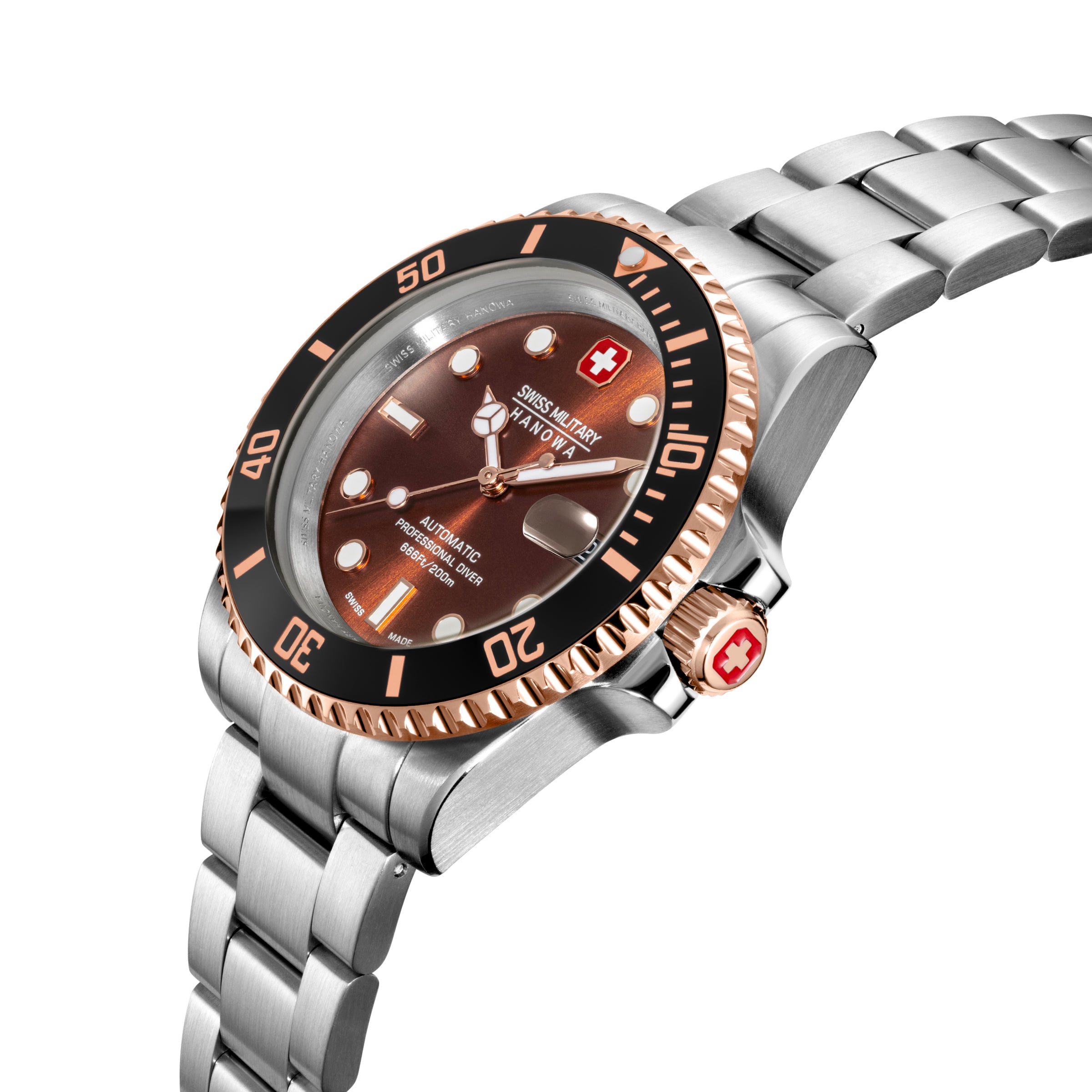 SMWGL0006360 Swiss Made Men's Automatic Watch with Dark Brown Dial & Stainless Steel Bracelet