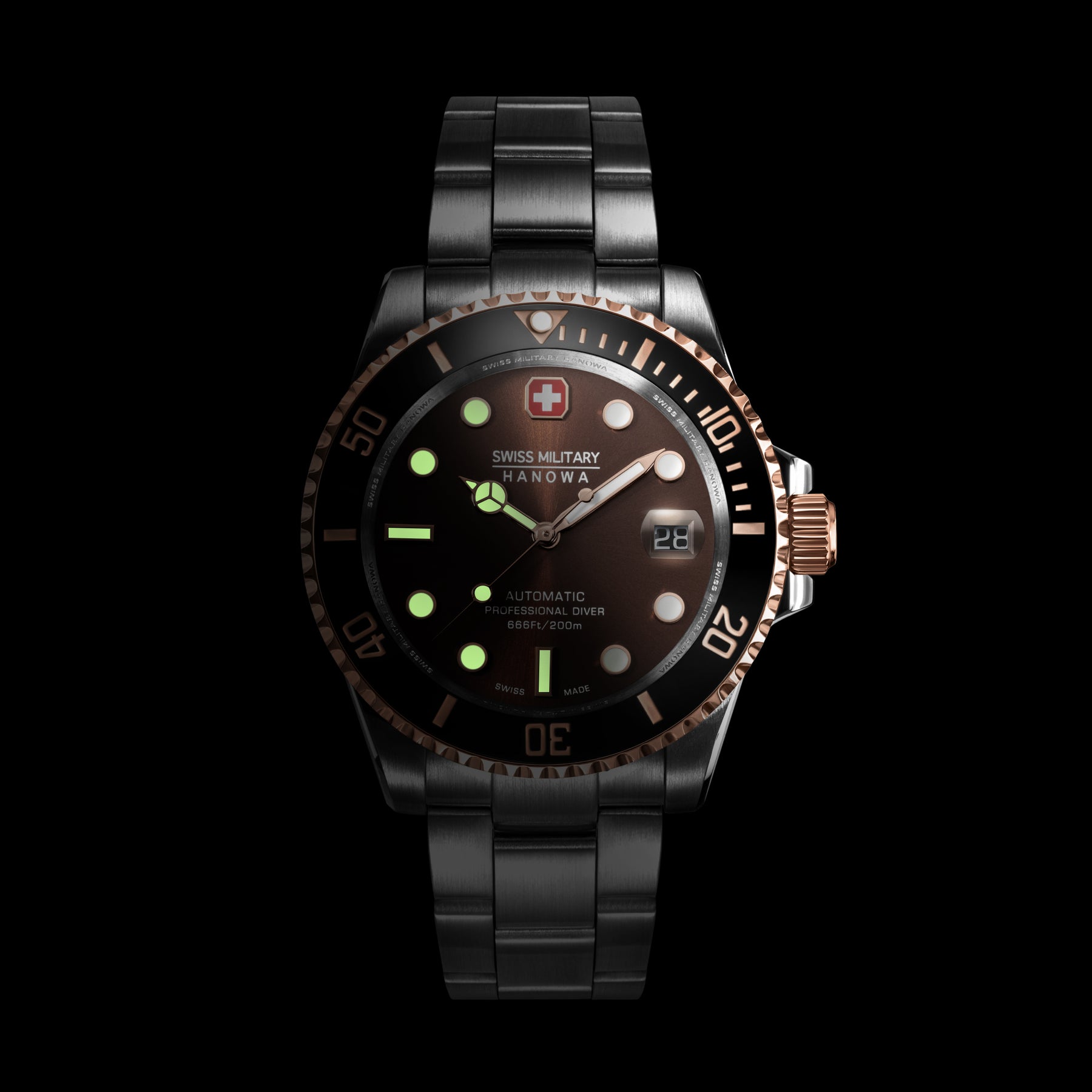 SMWGL0006360 Swiss Made Men's Automatic Watch with Dark Brown Dial & Stainless Steel Bracelet