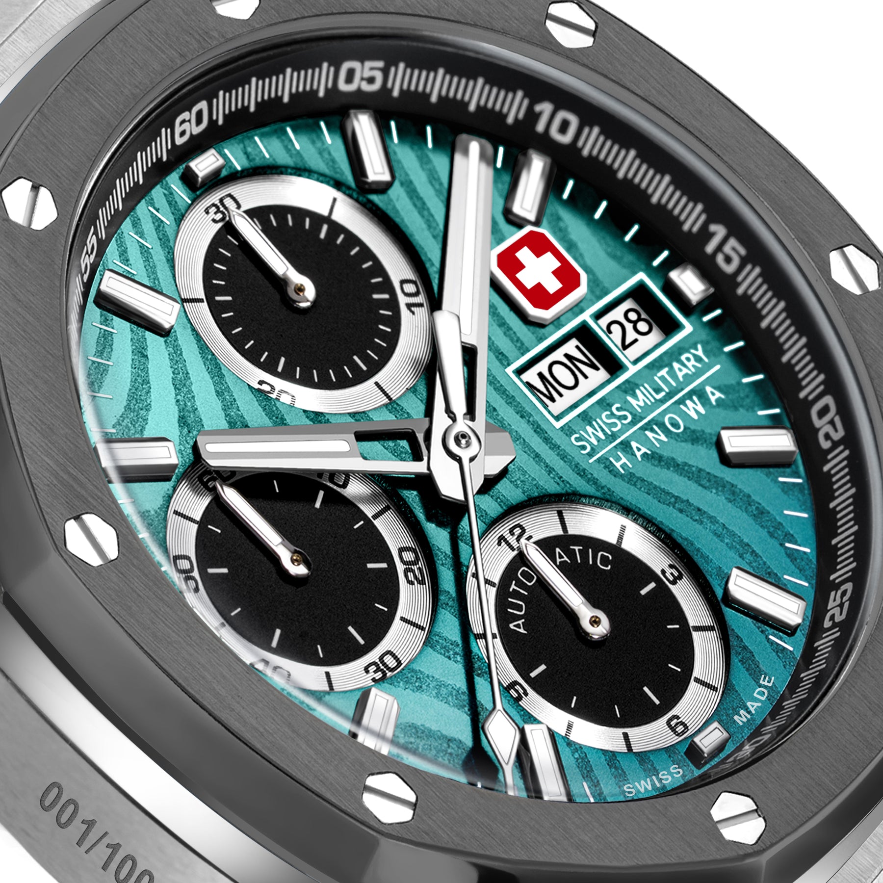 Swiss Military Hanowa Green Round Dial Automatic Swiss Made Watch For Mens-SMWGL0007002