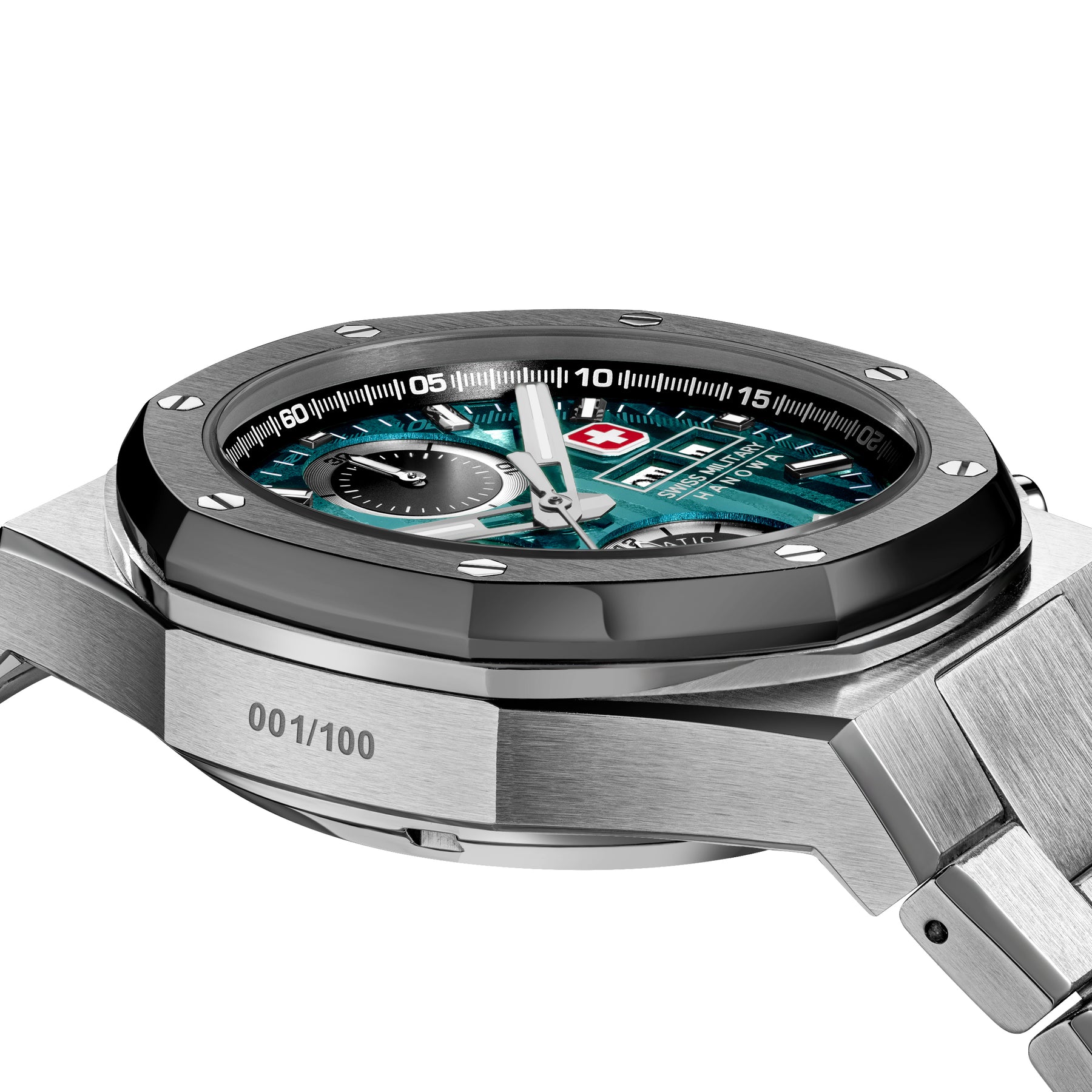 Swiss Military Hanowa Green Round Dial Automatic Swiss Made Watch For Mens-SMWGL0007002