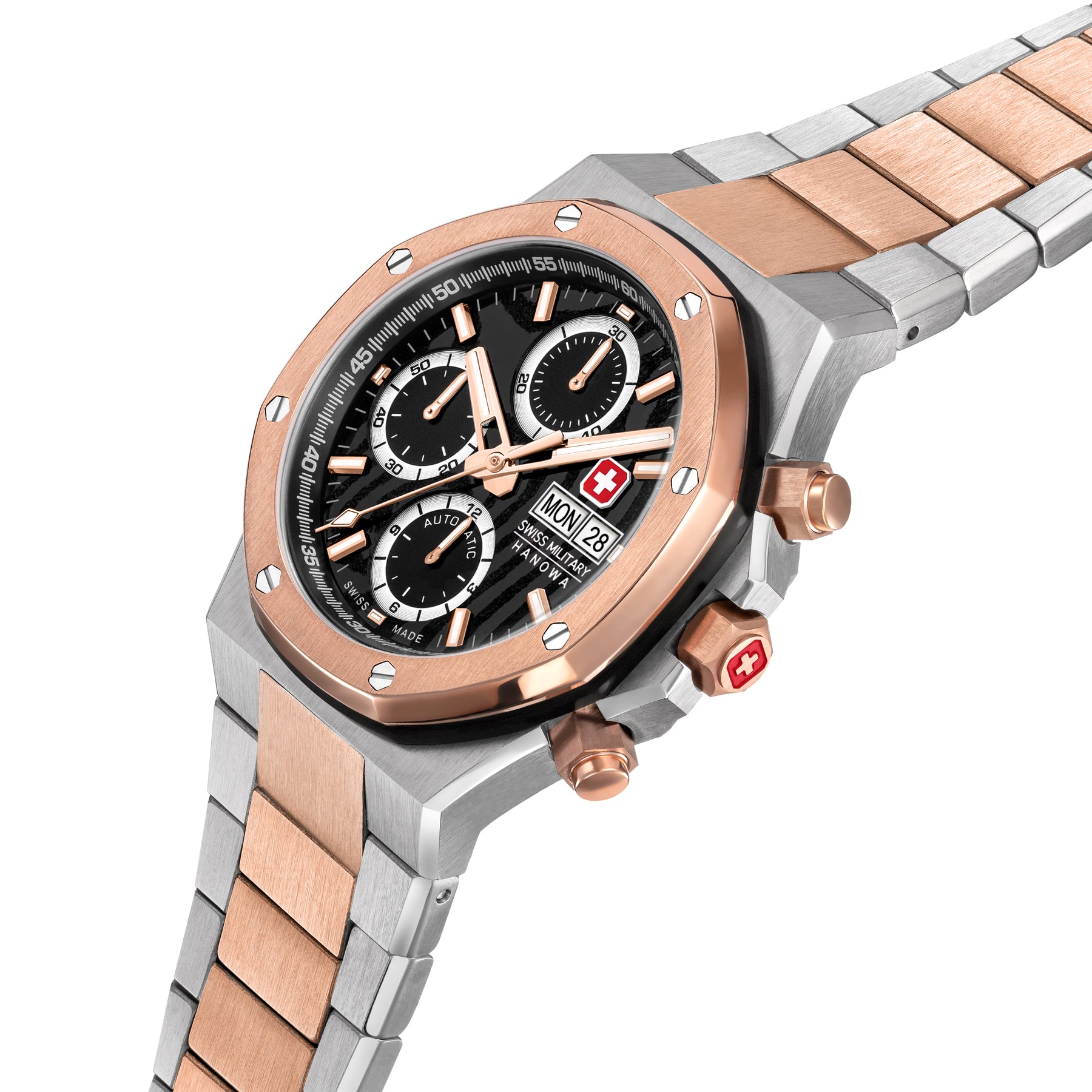 Swiss Military Hanowa Damask Legend - Fireball Black Round Dial Automatic Swiss Made Watch For Mens-SMWGL0007060