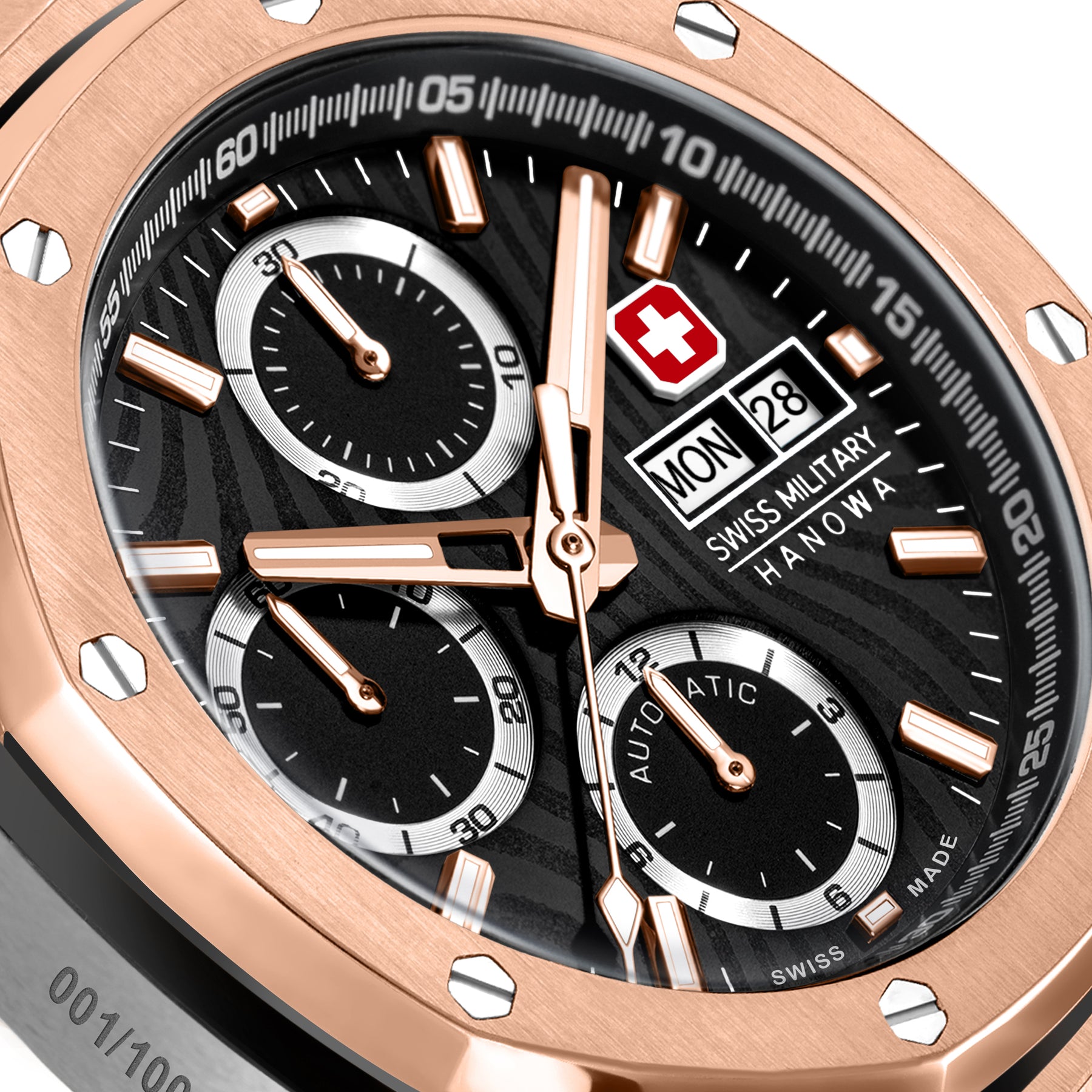 Swiss Military Hanowa Damask Legend - Fireball Black Round Dial Automatic Swiss Made Watch For Mens-SMWGL0007060