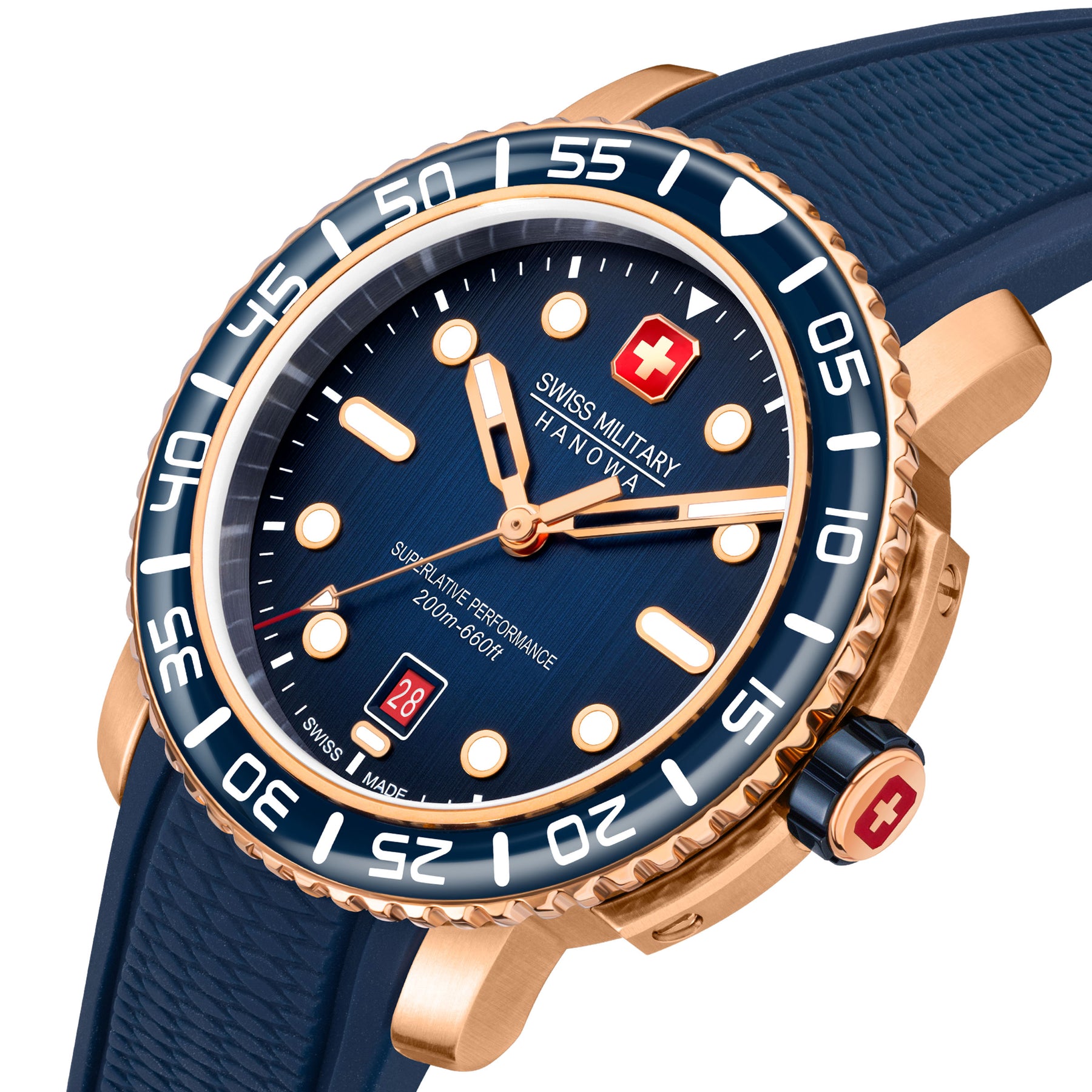 SWISS MILITARY HANOWA BLACK MARLIN BLUE ROUND DIAL ANALOG WATCH FOR Men's SMWGN0001720