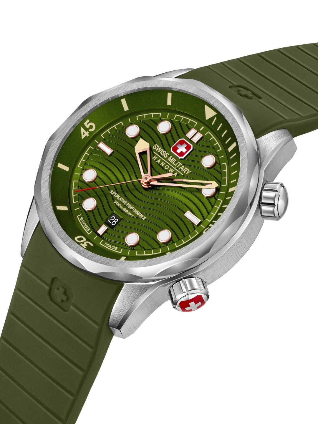 Swiss Military Hanowa BREAKWATER Green Round Dial Analogue Swiss Made Watch For Mens-SMWGN0006402