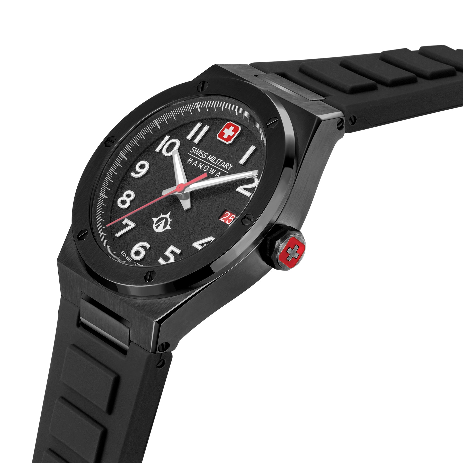 Swiss Military Hanowa SONORAN Quartz Movement SMWGN2101930 Black Dial Silicon Strap Men's Watch