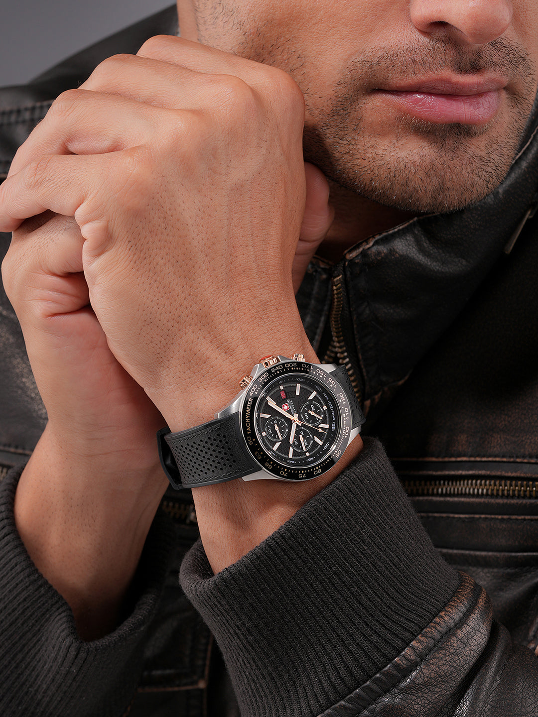 Swiss Military Hanowa SMWGO0003401  - Swiss Made Round Black Chronograph - Watch for men