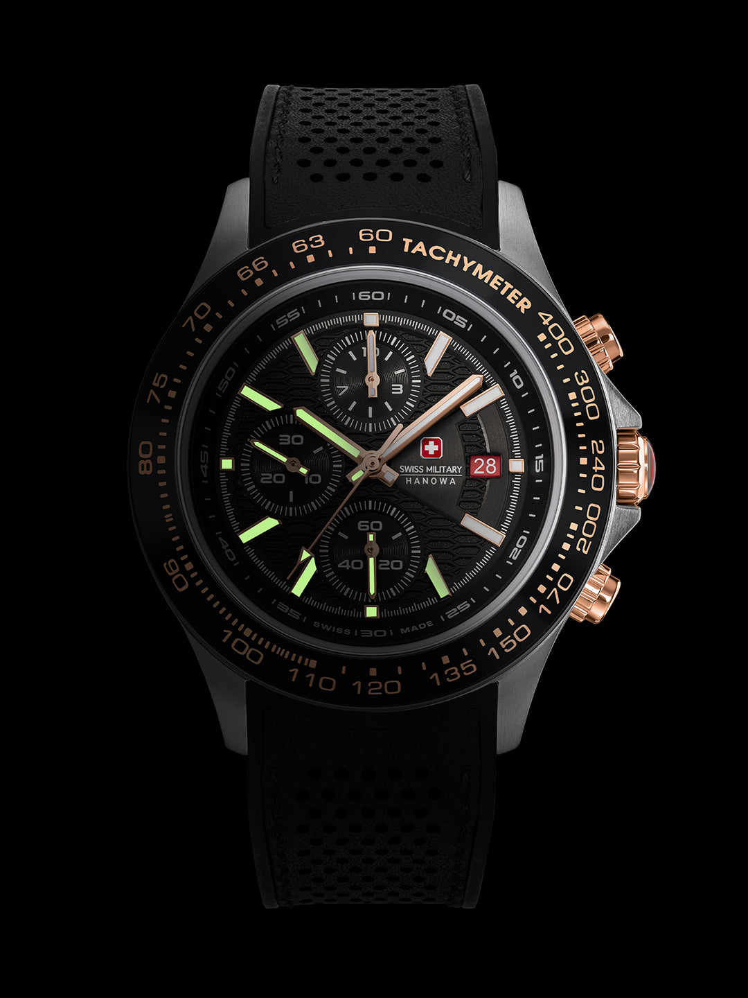 Swiss Military Hanowa SMWGO0003401  - Swiss Made Round Black Chronograph - Watch for men