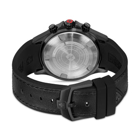 SMWGO0003430 Swiss Made Men's Chronograph Watch with Black Dial & Black Silicone Strap