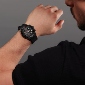 SMWGO0003430 Swiss Made Men's Chronograph Watch with Black Dial & Black Silicone Strap