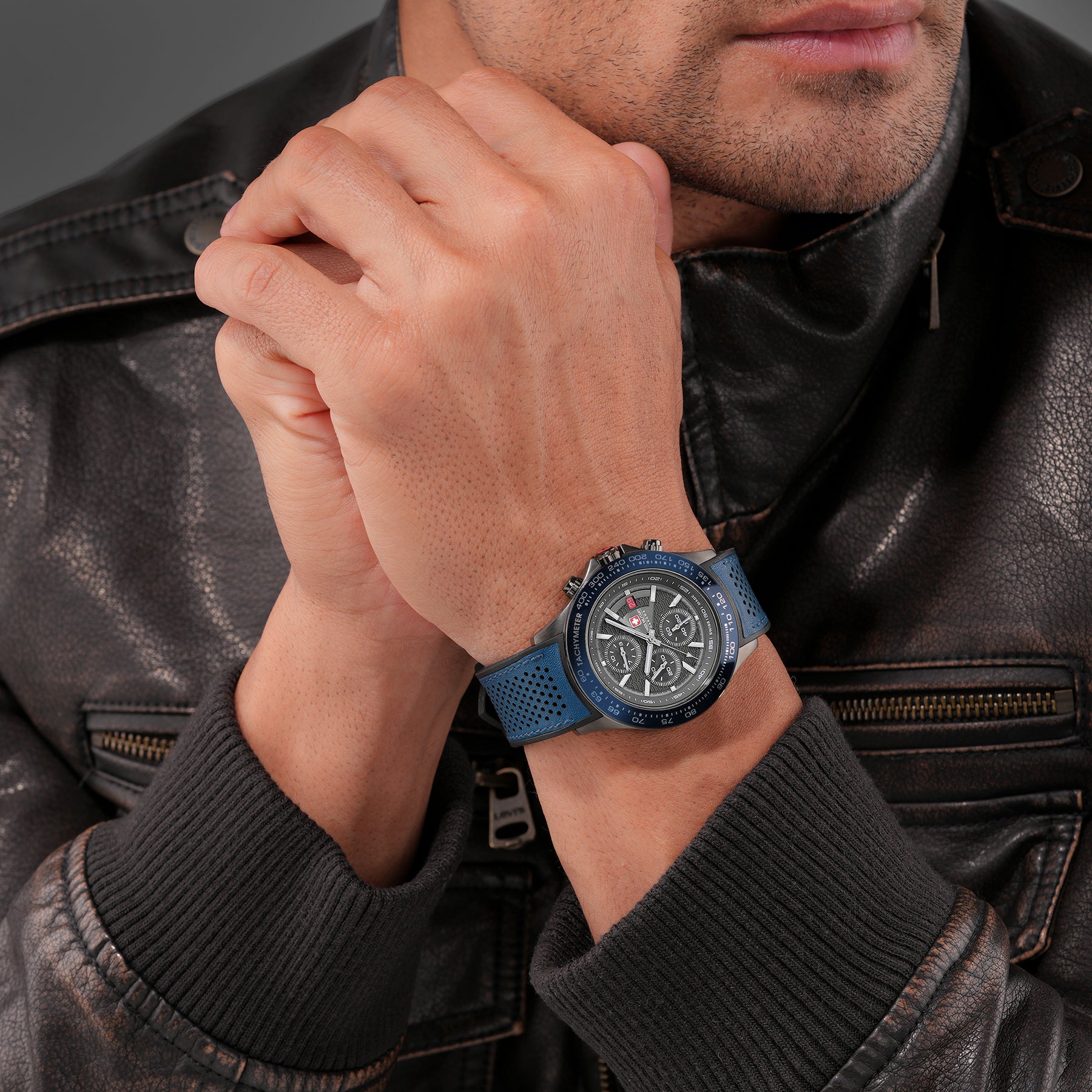 Swiss Military Hanowa SMWGO0003440  - Swiss Made Round Grey Chronograph - Watch for men