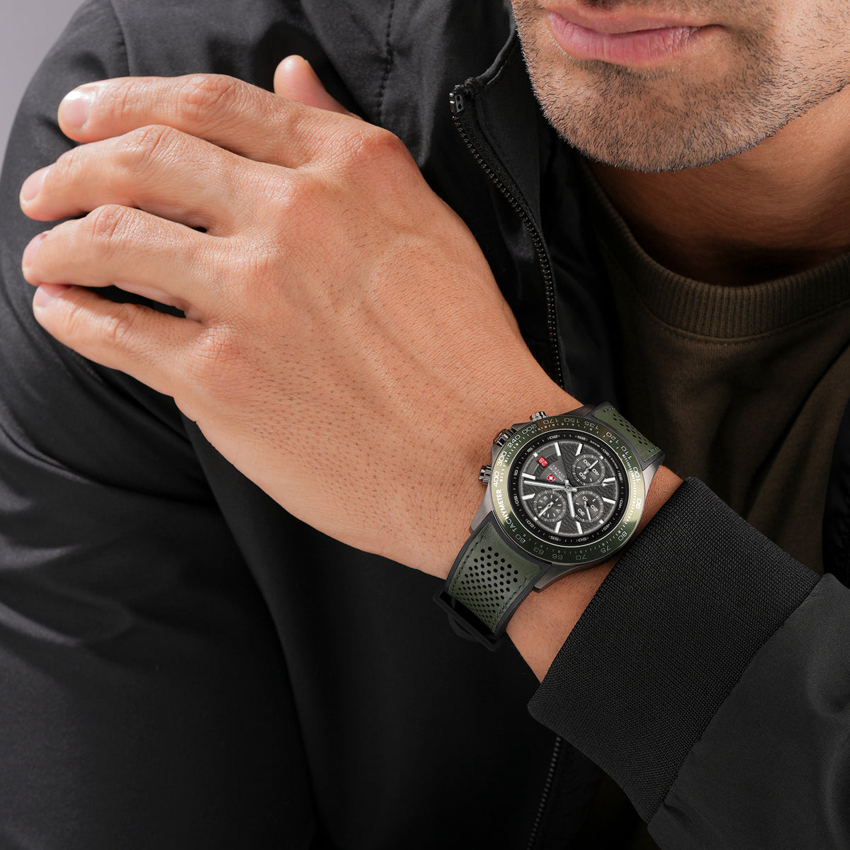 Swiss Military Hanowa SMWGO0003441  - Swiss Made Round Olive Chronograph - Watch for men