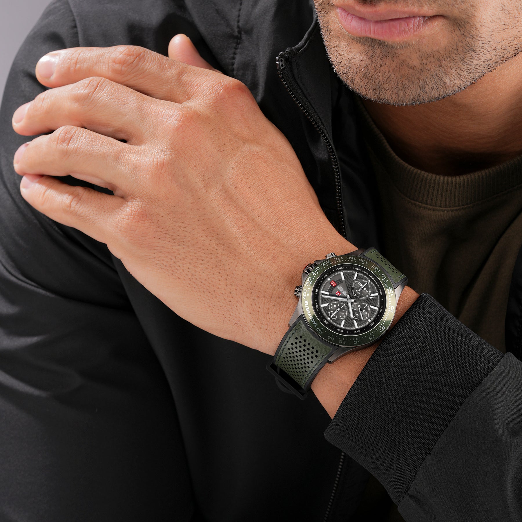 Swiss Military Hanowa SMWGO0003441  - Swiss Made Round Olive Chronograph - Watch for men