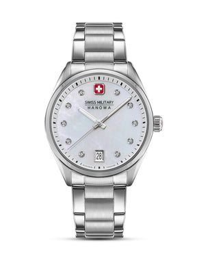 Swiss Military Hanowa Silver Dial Analogue Swiss Made Watch For Womens-SMWLH0005001
