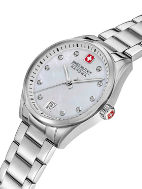 Swiss Military Hanowa Silver Dial Analogue Swiss Made Watch For Womens-SMWLH0005001