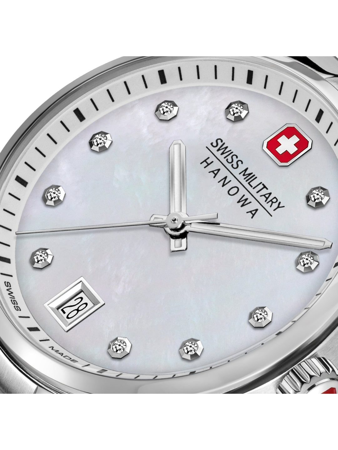 Swiss Military Hanowa Silver Dial Analogue Swiss Made Watch For Womens-SMWLH0005001
