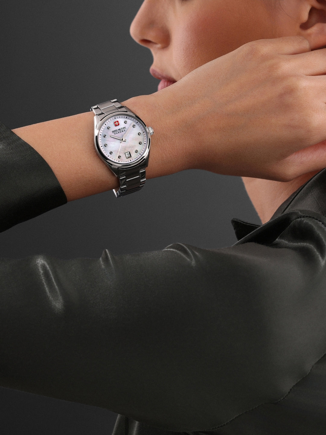 Swiss Military Hanowa Silver Dial Analogue Swiss Made Watch For Womens-SMWLH0005001