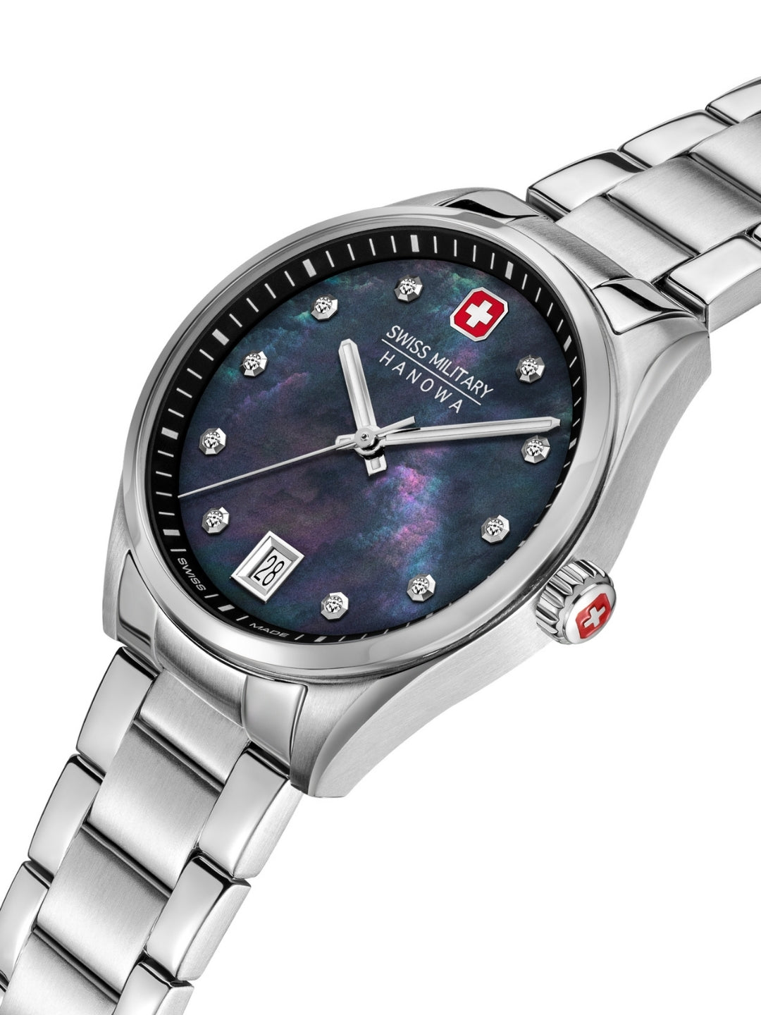 Swiss Military Hanowa Roadrunner Lady Sparkle Black Dial Analogue Swiss Made Watch For Womens-SMWLH0005002