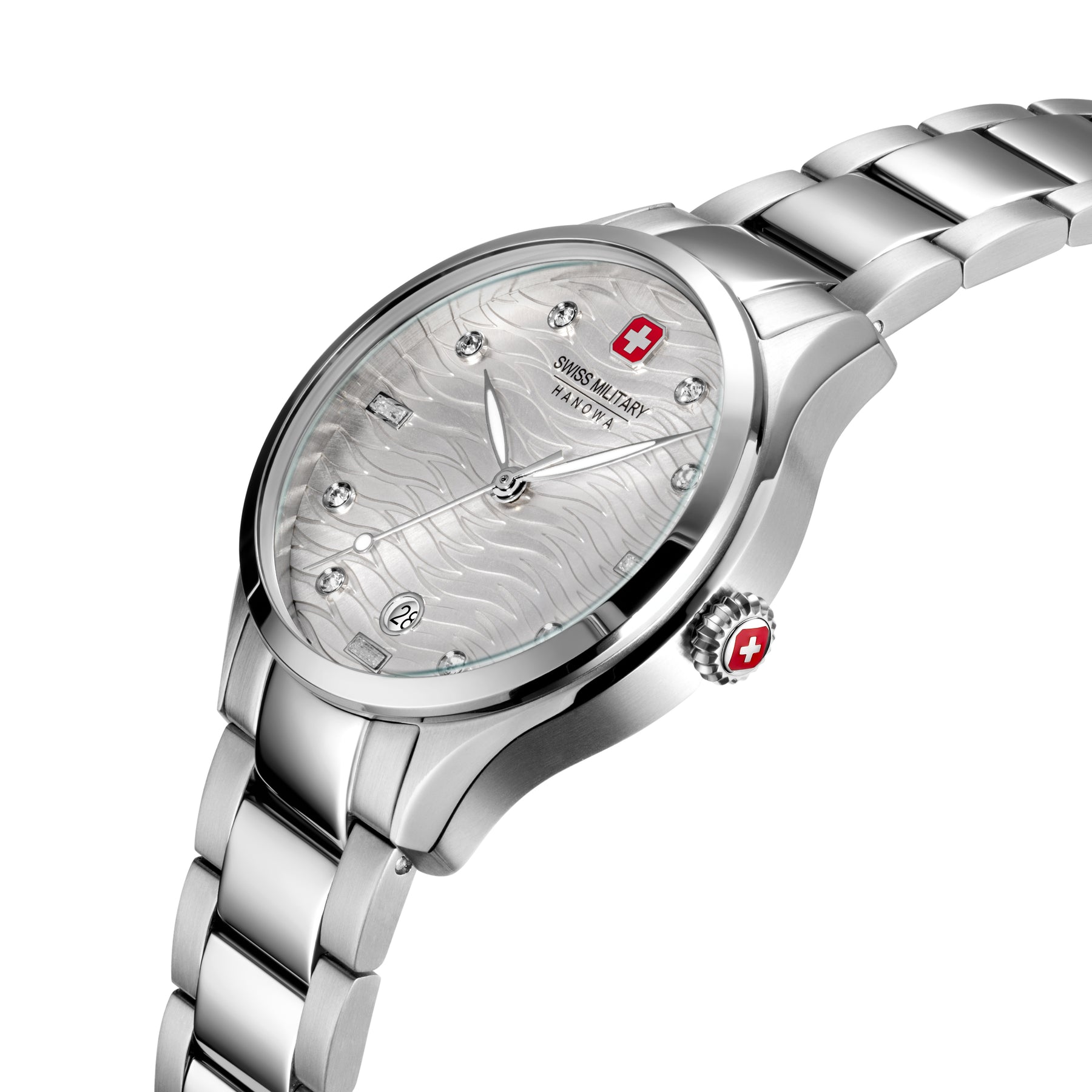 SMWLH0005301 Swiss Made Men's Watch with Silver White Dial & Silver Stainless Steel Bracelet